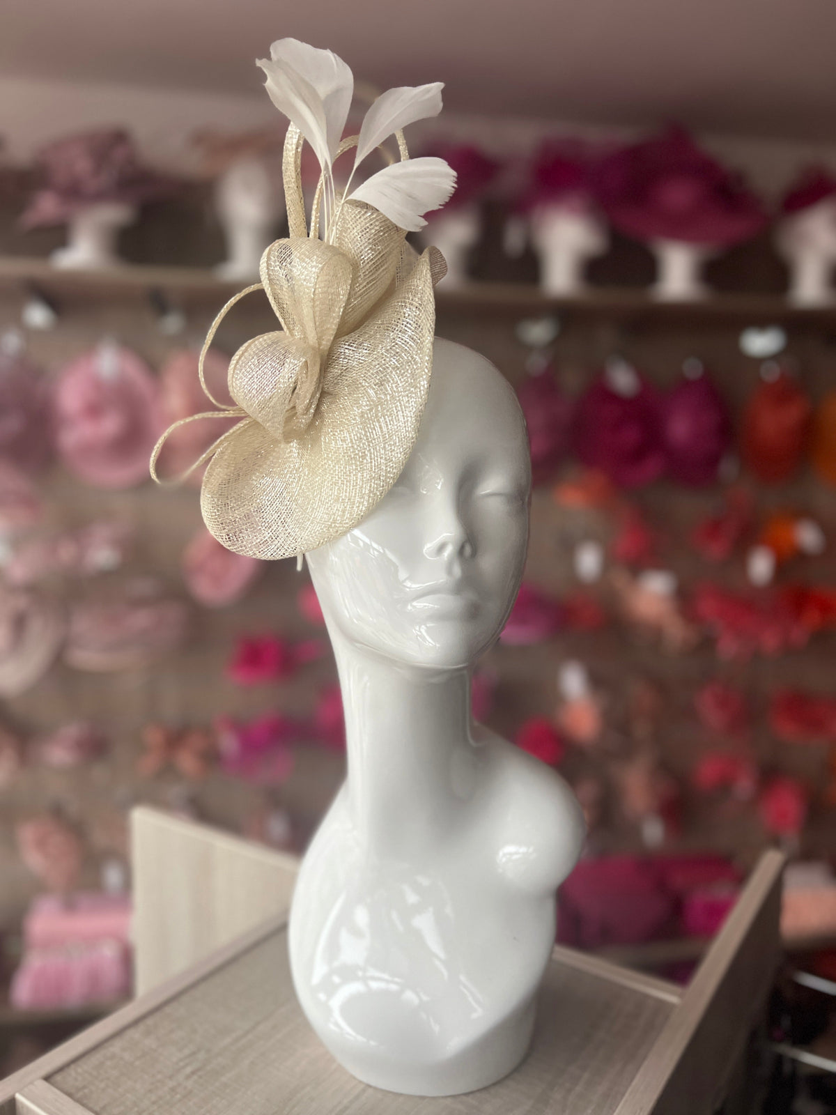 Ivory Metallic Fascinator With Oval Base-Fascinators Direct