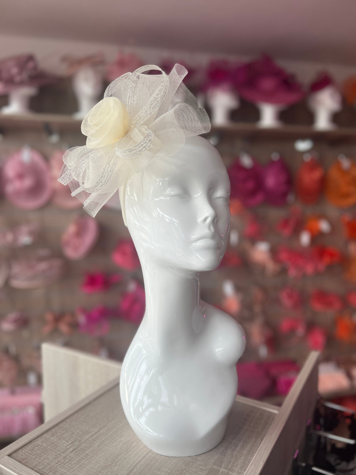 Ivory Metallic Flower Headband Fascinator-Fascinators Direct