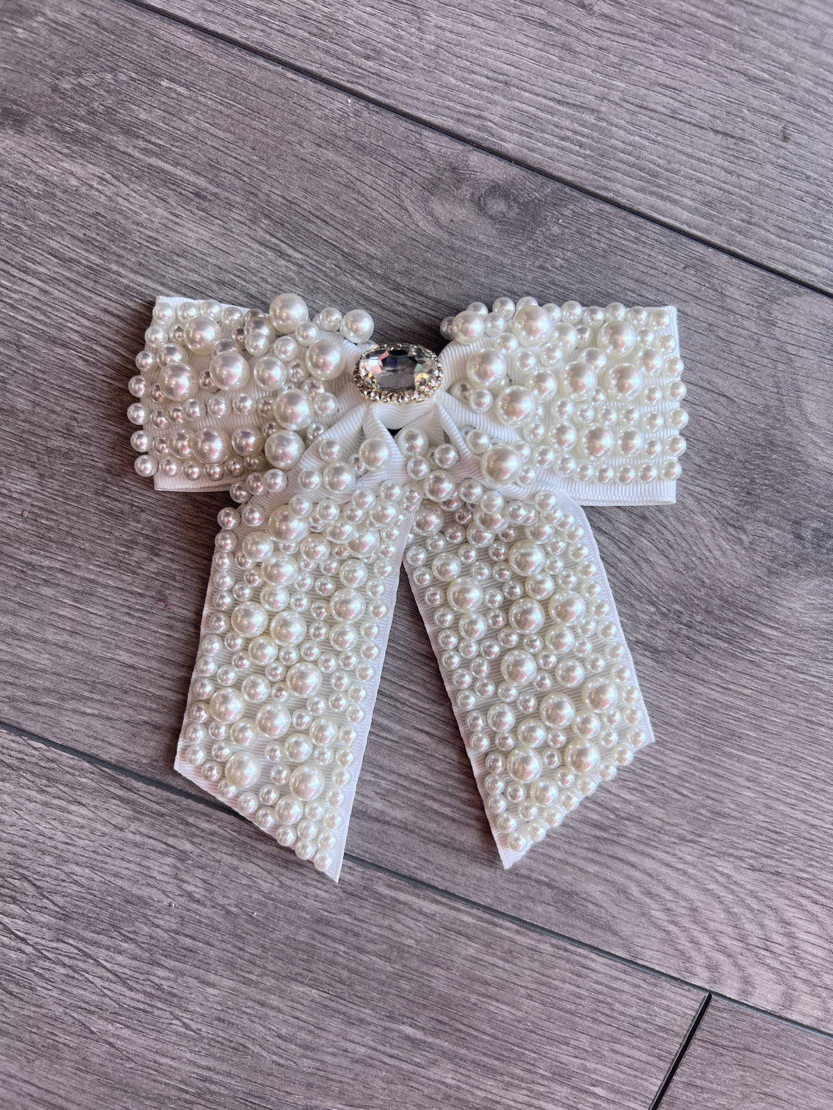 Ivory Pearl Bow Barrette Hair Clip-Fascinators Direct
