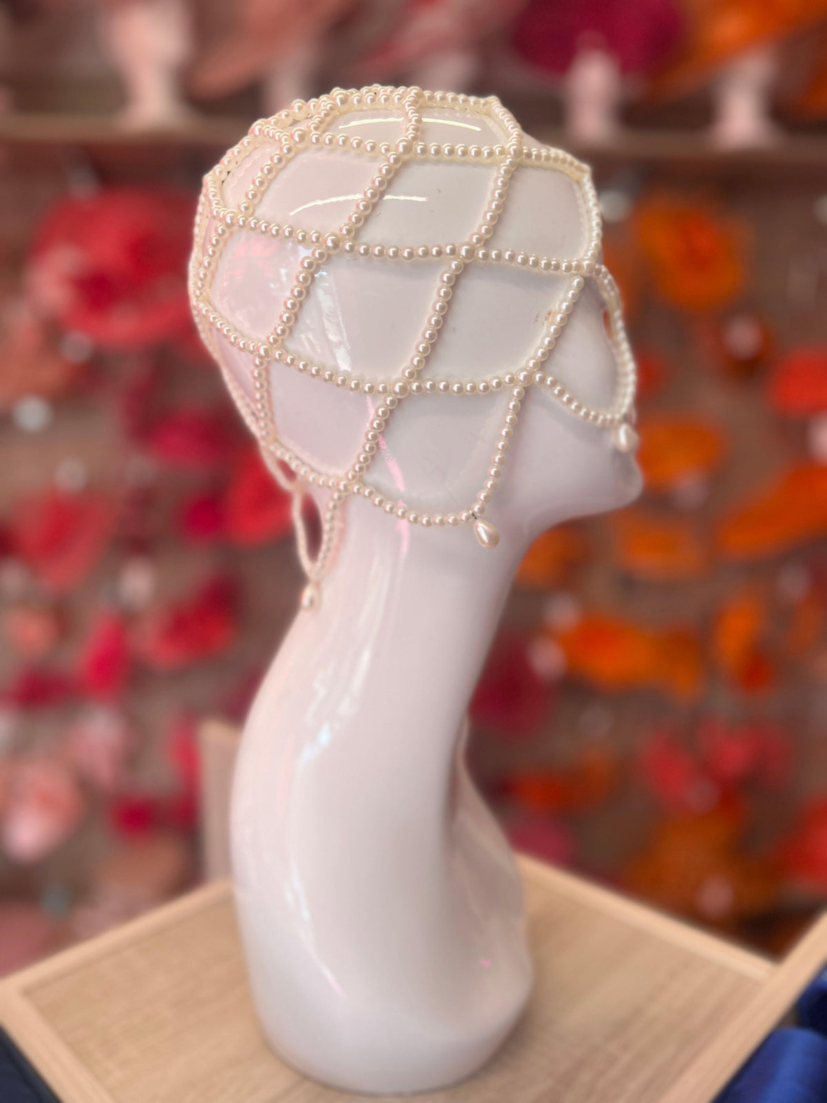 Ivory Pearl Skull Cap-Fascinators Direct