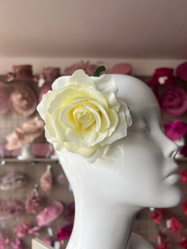 Ivory silk flower hair clip discount
