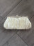 Ivory Satin Art Deco Detail Clutch Bag-Fascinators Direct