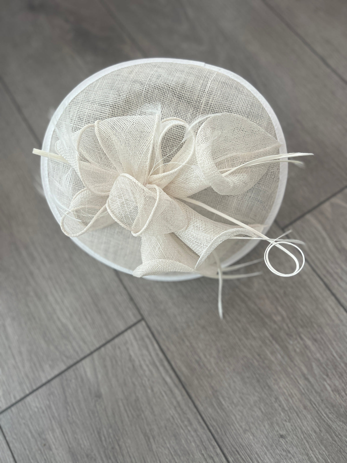 Ivory Sinamay Petunia Flower Fascinator With A Saucer Base-Fascinators Direct