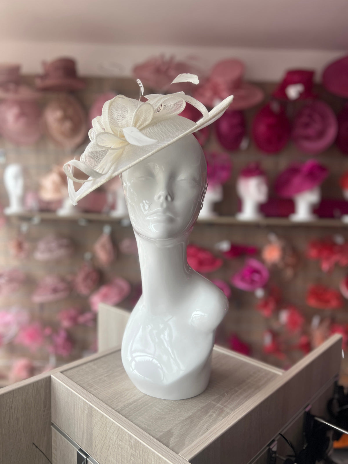 Ivory Teardrop Disc Fascinator-Fascinators Direct