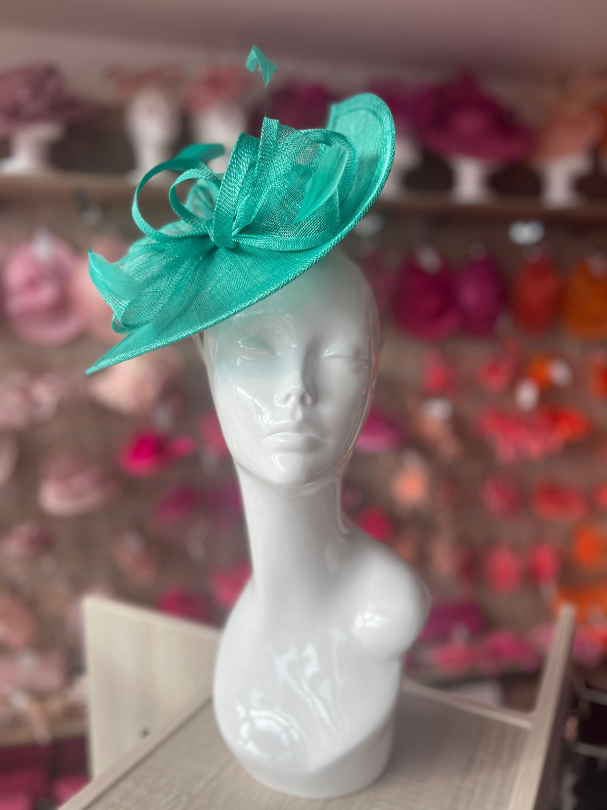 Jade Disc Fascinator with Decorative Bow-Fascinators Direct