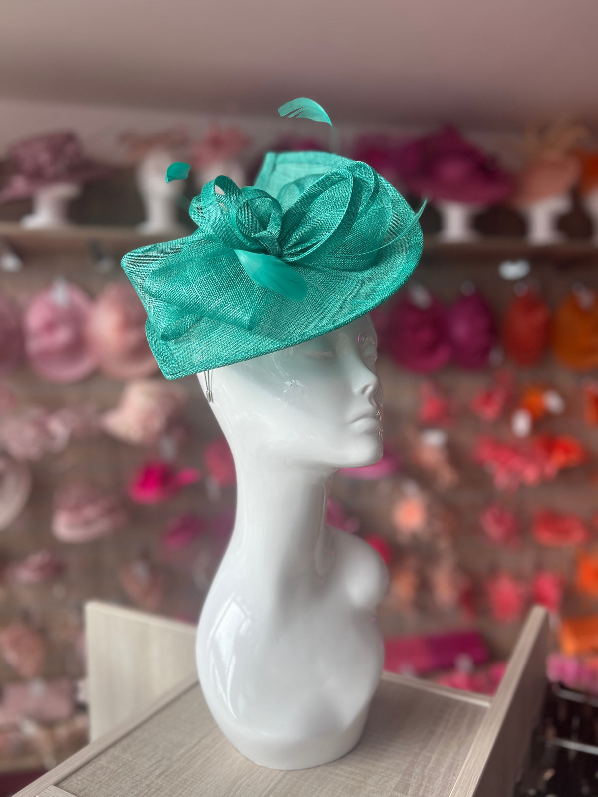Jade Disc Fascinator with Decorative Bow-Fascinators Direct