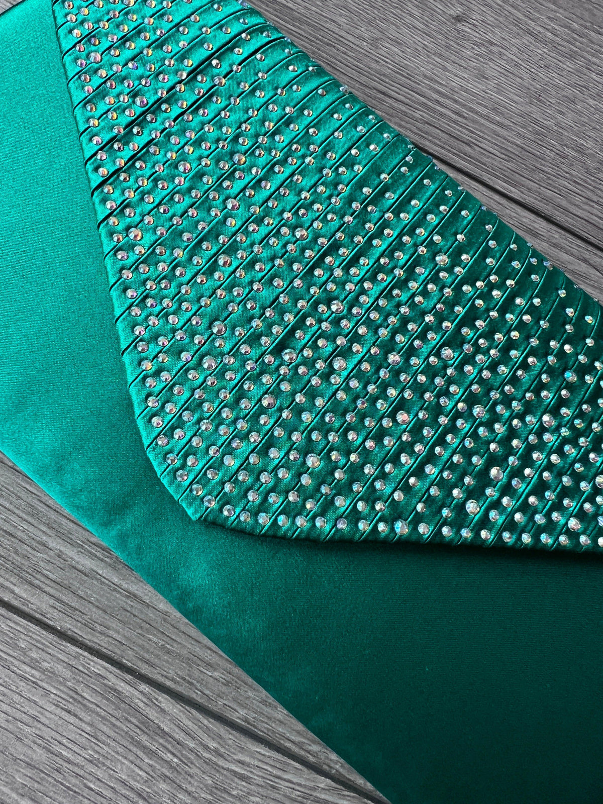 Jade Green Envelope Clutch Bag With Rhinestones-Fascinators Direct