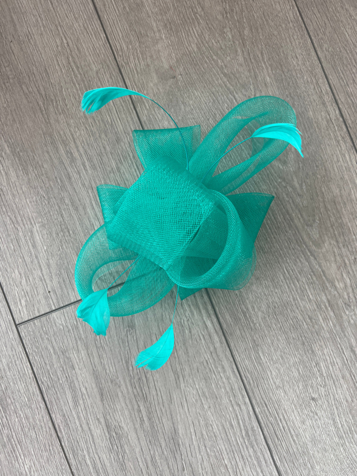 Jade Green Large Loop Fascinator With Feathers-Fascinators Direct