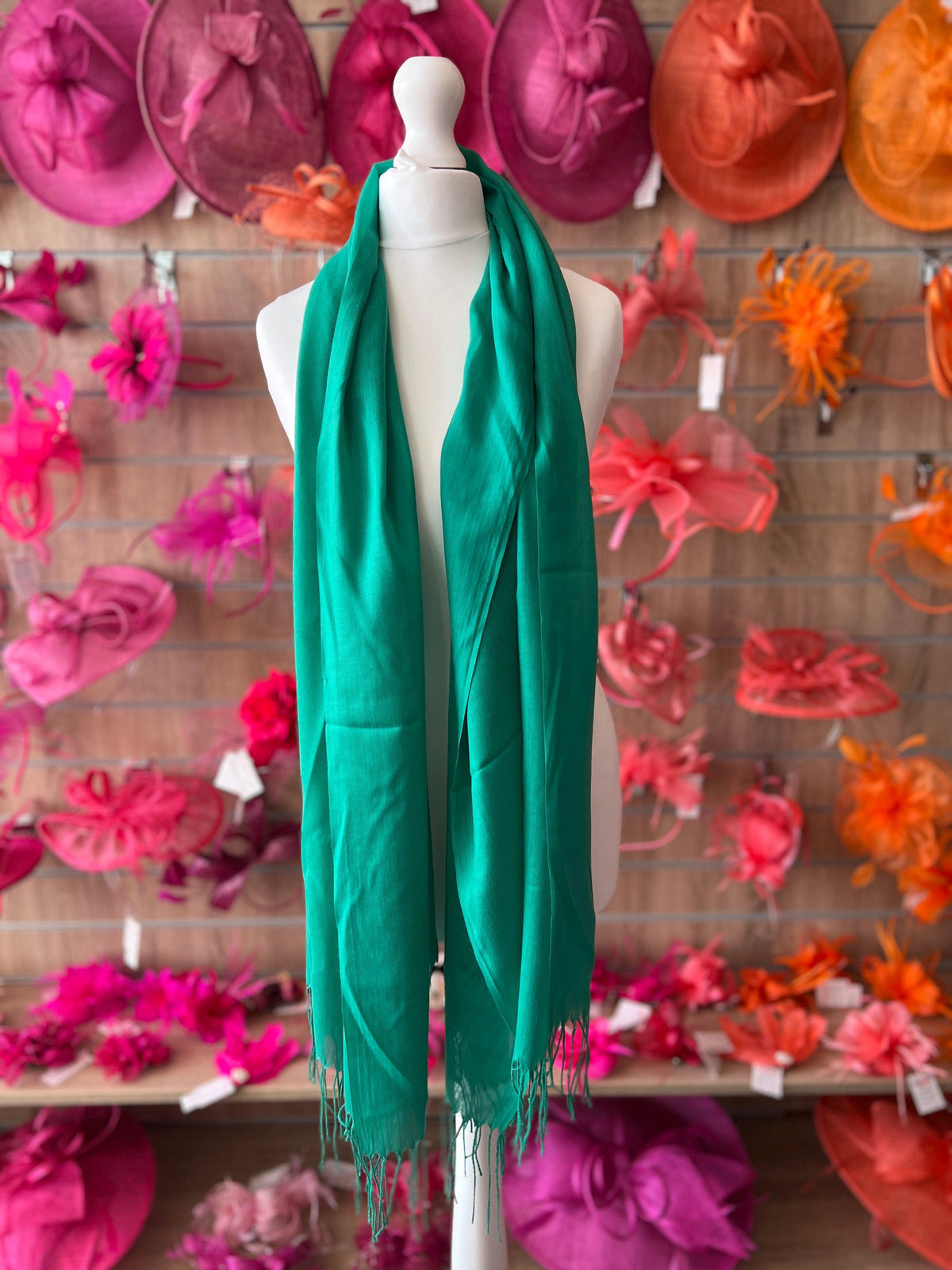 Jade Green Wedding Pashmina Scarf-Fascinators Direct