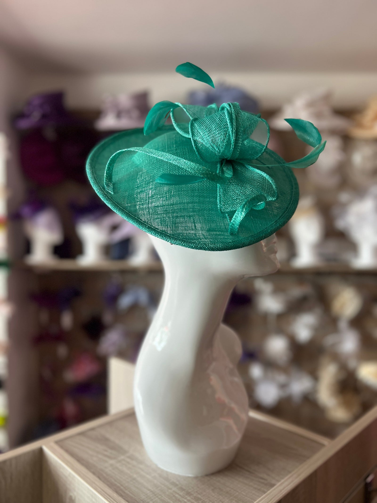 Jade Teardrop Disc Fascinator-Fascinators Direct