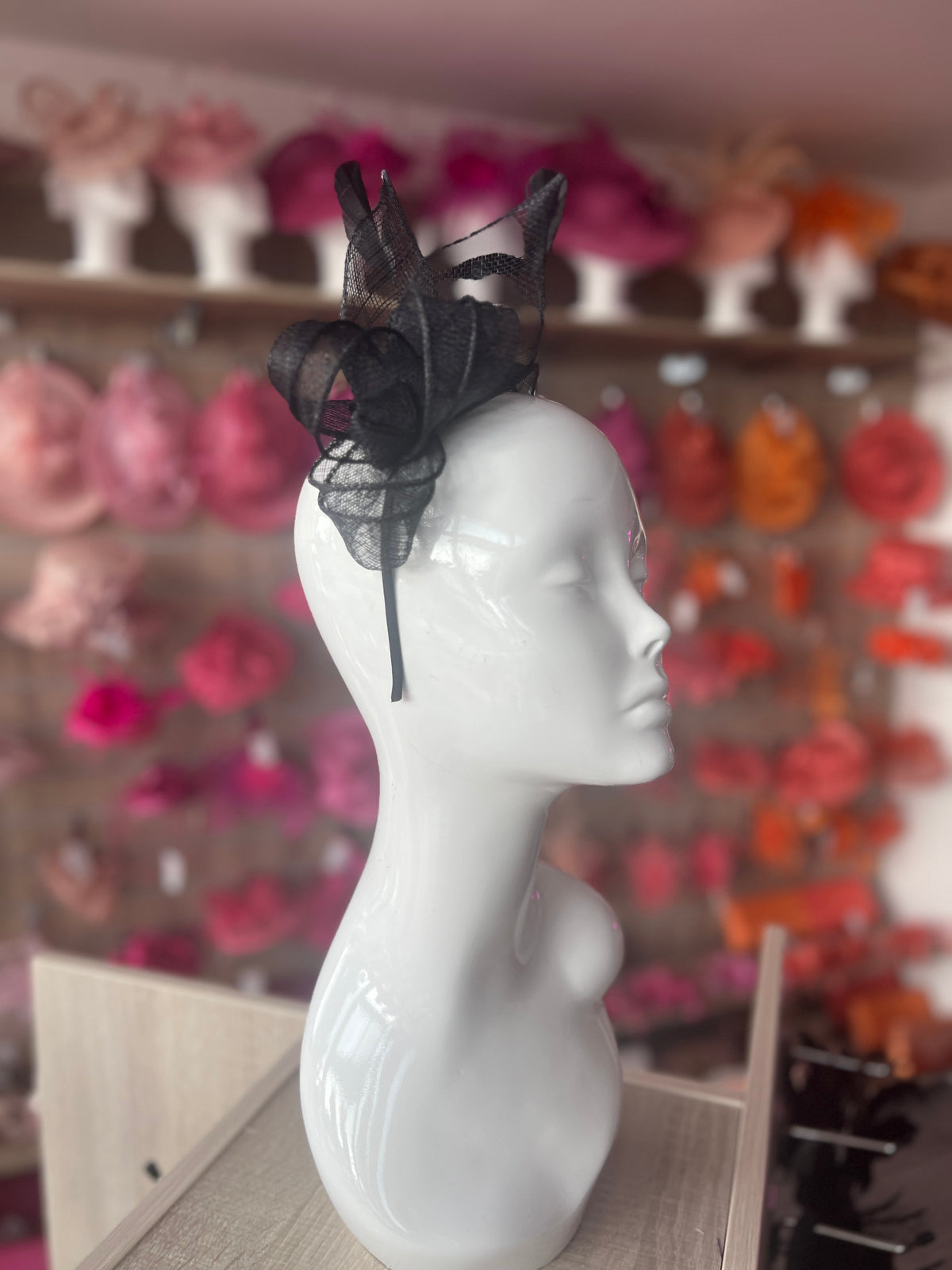 Juliet Black Fascinator Headband-Fascinators Direct