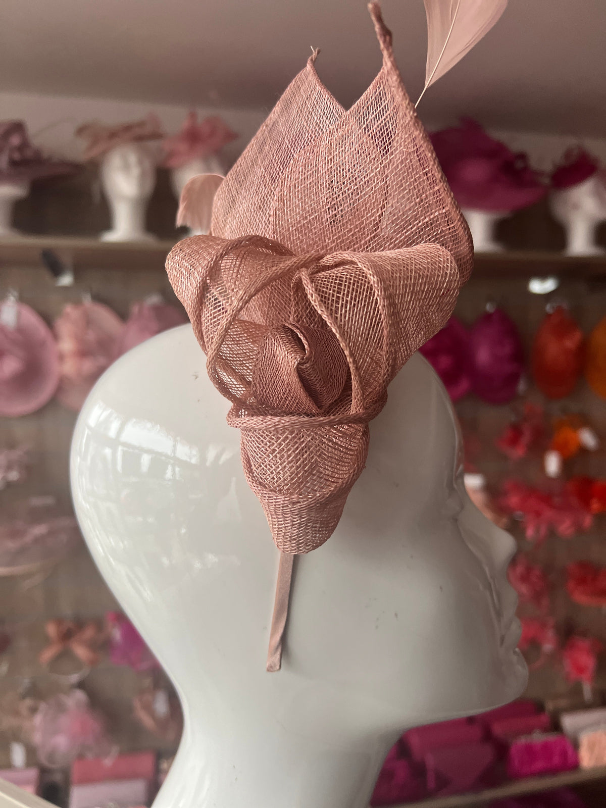 Juliet Dusky Pink Fascinator Headband-Fascinators Direct