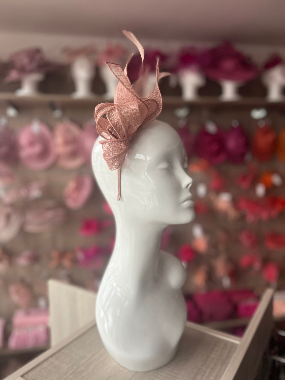 Juliet Dusky Pink Fascinator Headband-Fascinators Direct