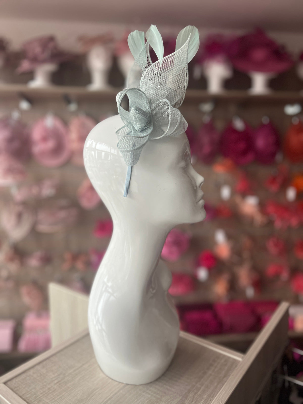 Juliet Light Blue Fascinator Headband-Fascinators Direct