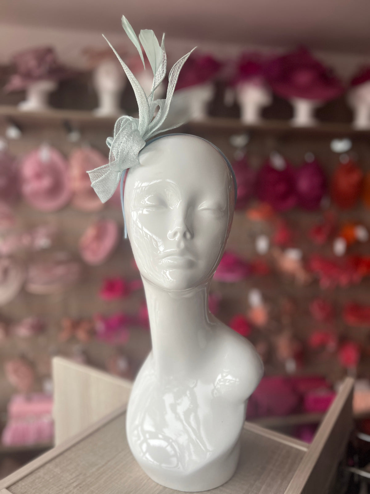 Juliet Light Blue Fascinator Headband-Fascinators Direct