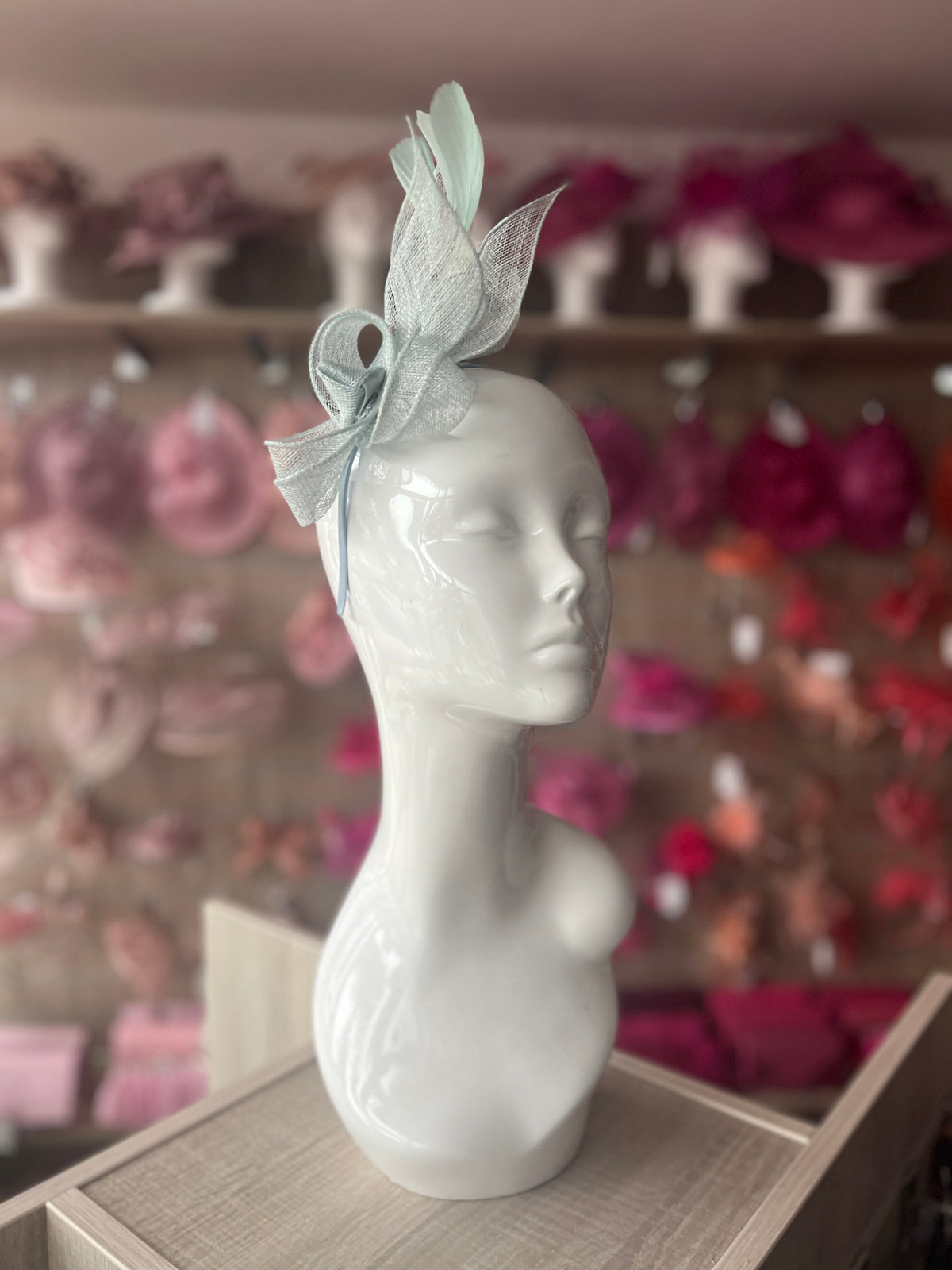 Juliet Light Blue Fascinator Headband-Fascinators Direct