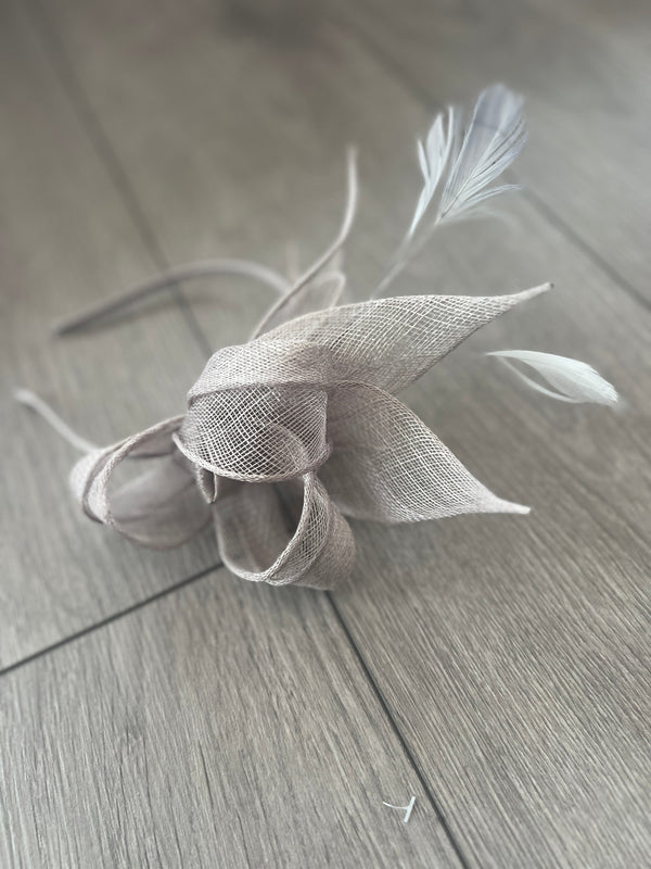Juliet Light Grey Fascinator Headband - Main Image