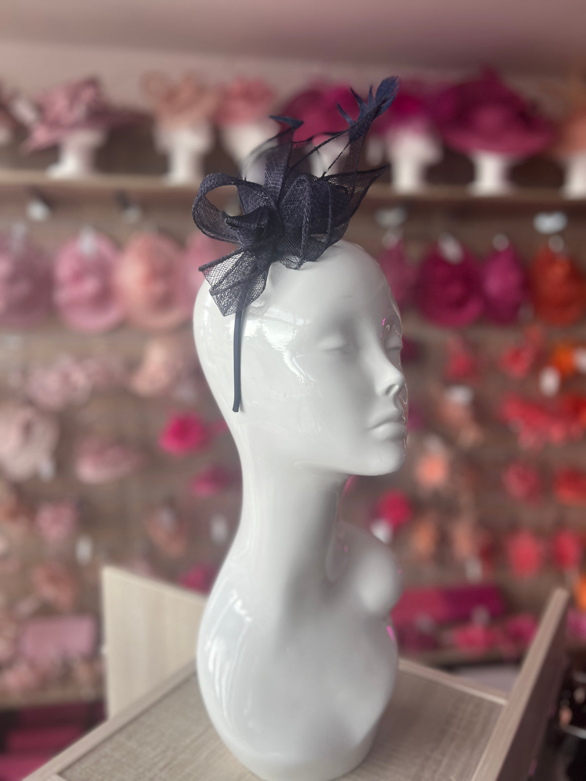 Juliet Navy Fascinator Headband-Fascinators Direct