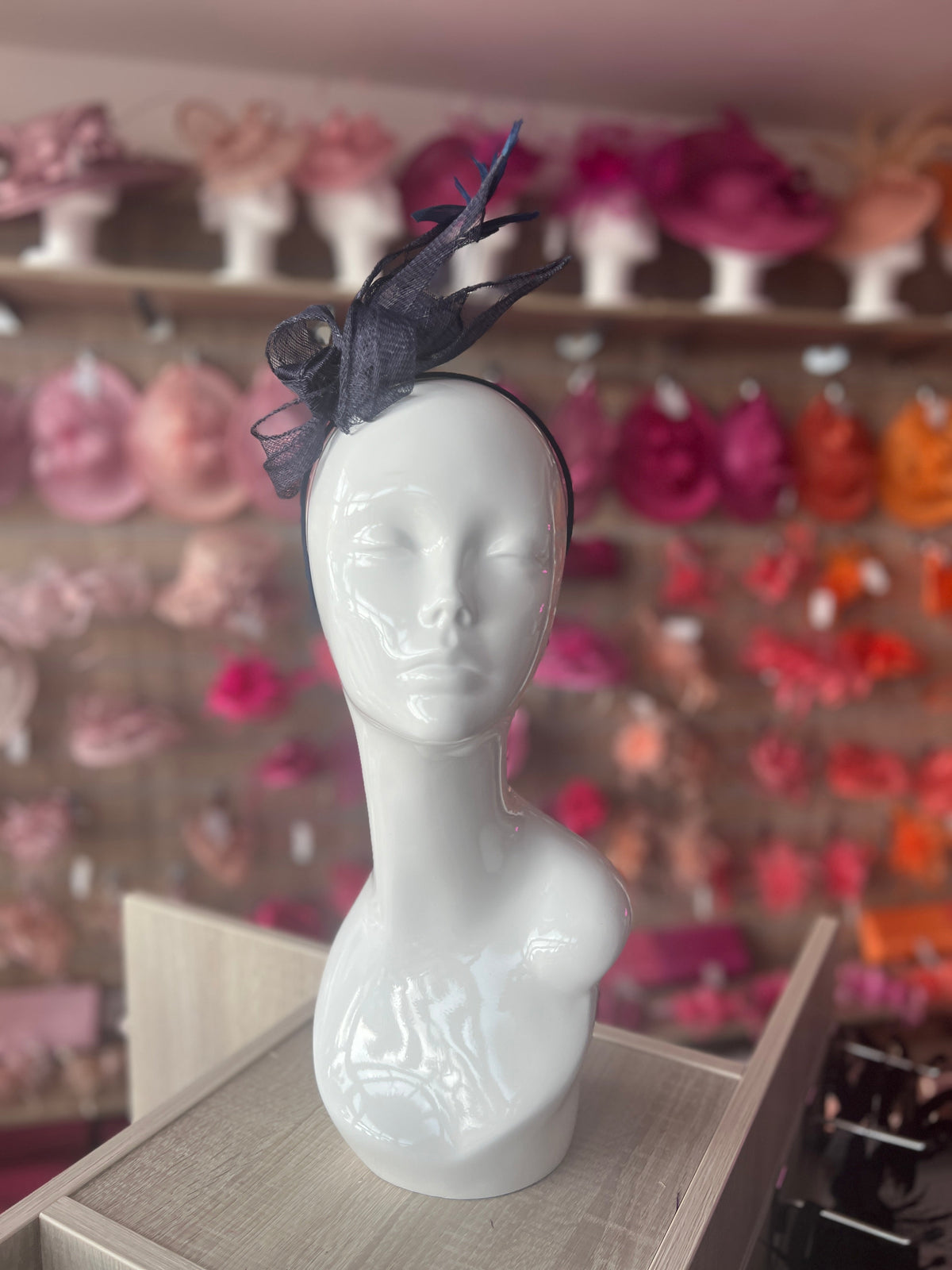 Juliet Navy Fascinator Headband-Fascinators Direct
