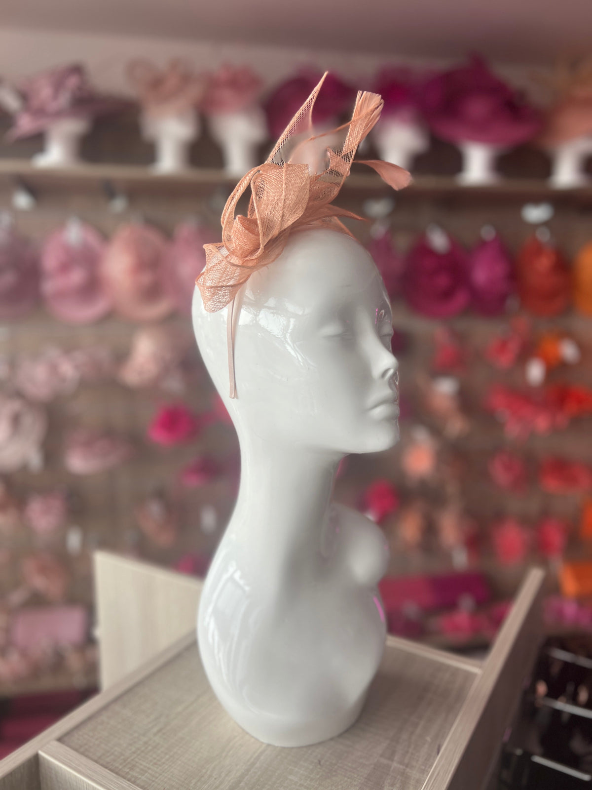 Juliet Nude Pink Fascinator Headband-Fascinators Direct