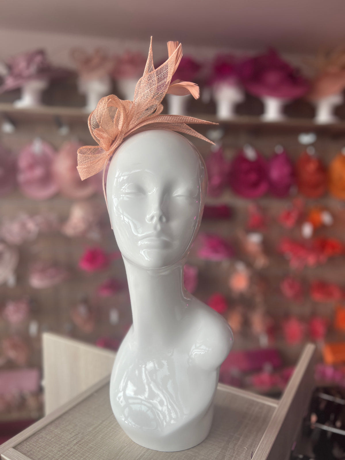 Juliet Nude Pink Fascinator Headband-Fascinators Direct