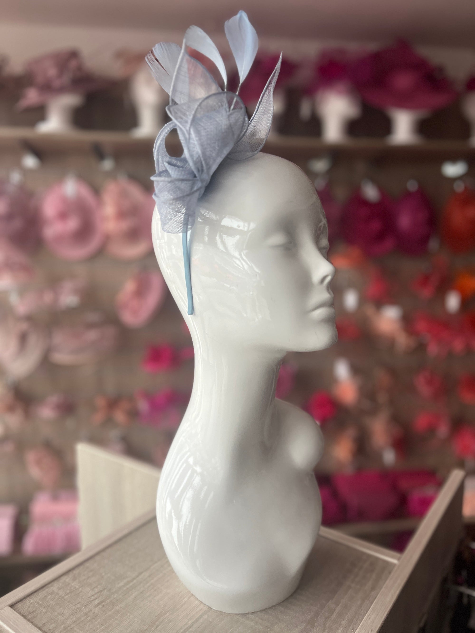 Juliet Powder Blue Fascinator Headband-Fascinators Direct