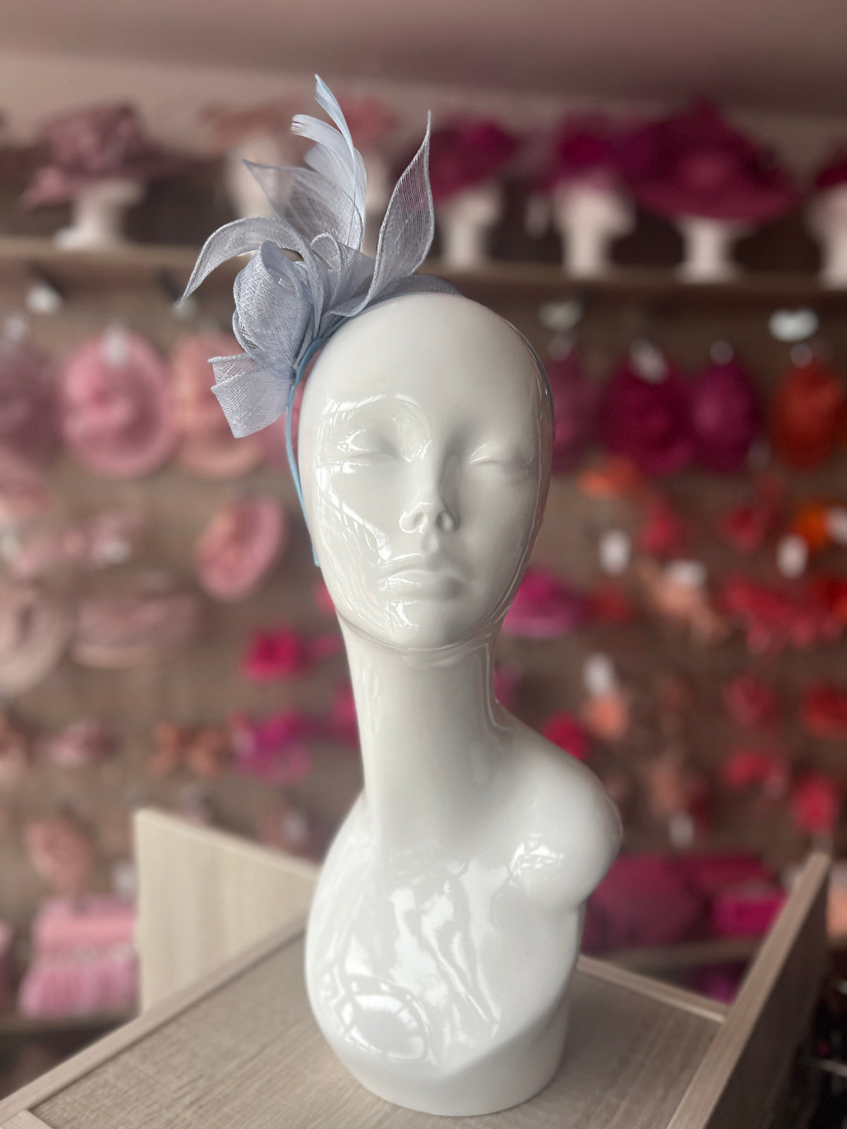 Juliet Powder Blue Fascinator Headband-Fascinators Direct