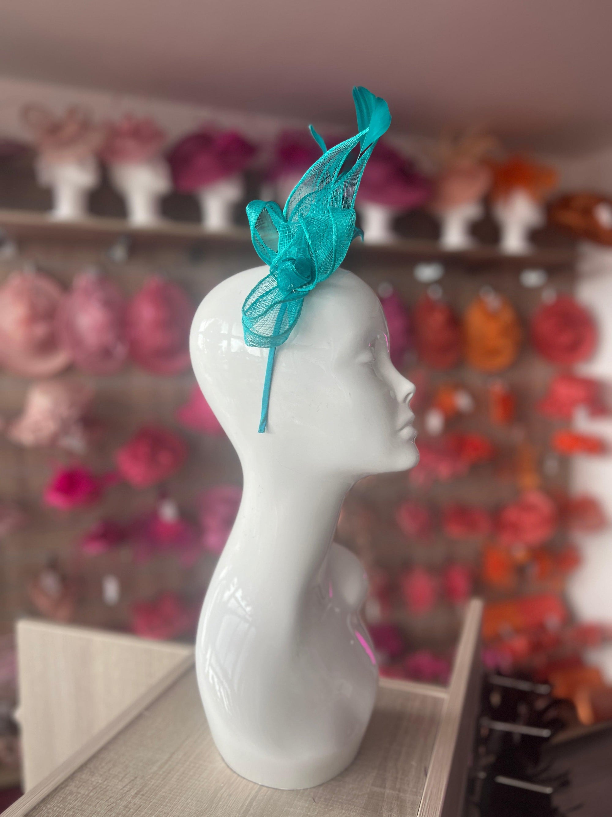 Juliet Turquoise Fascinator Headband-Fascinators Direct