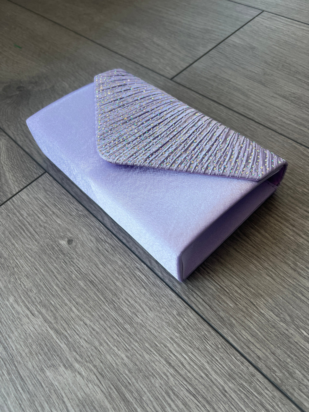 LILAC ENVELOPE CLUTCH BAG WITH RHINESTONES