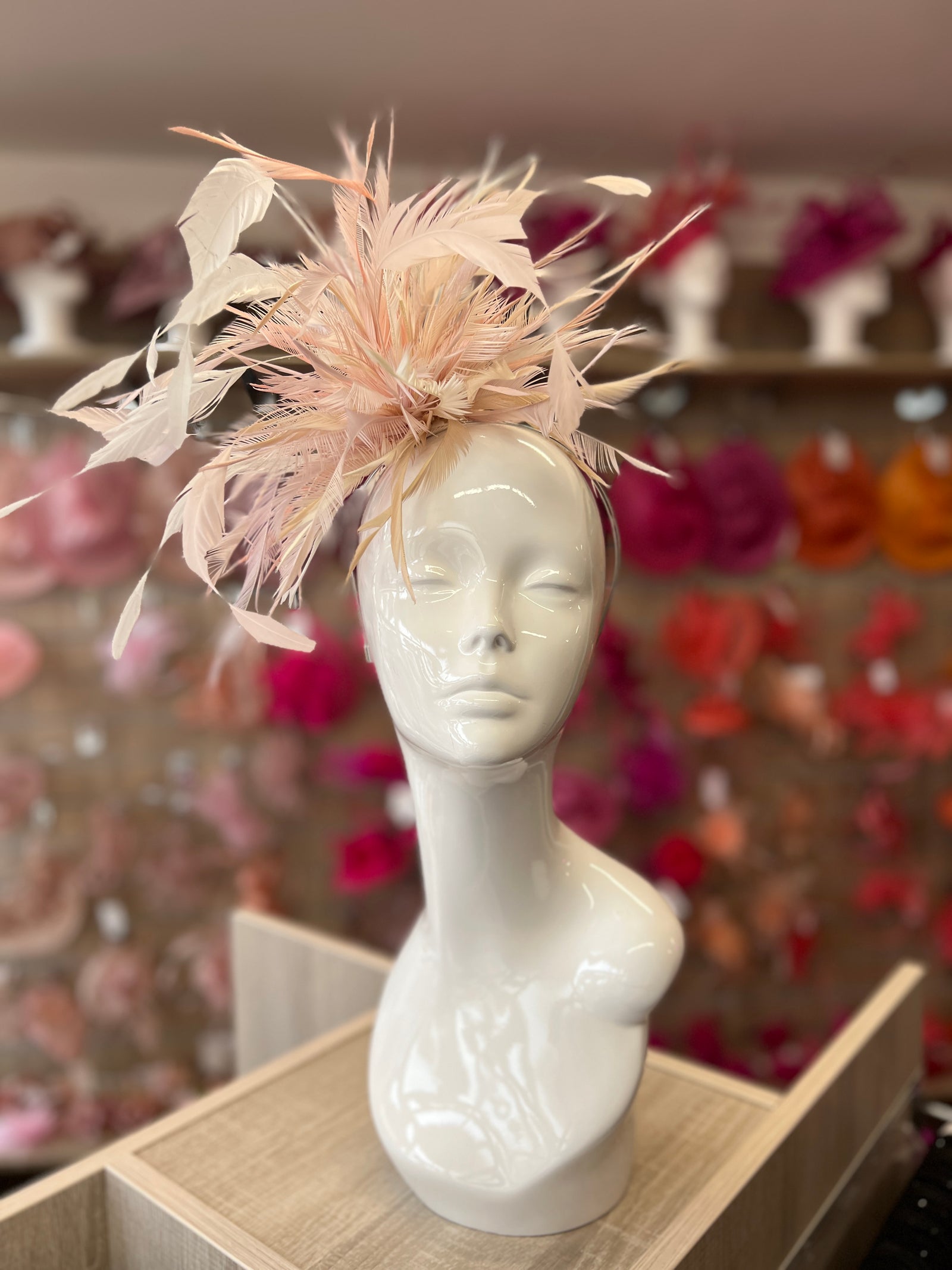 Large All Feather Fascinator - Ivory/Candy/Mix-Fascinators Direct
