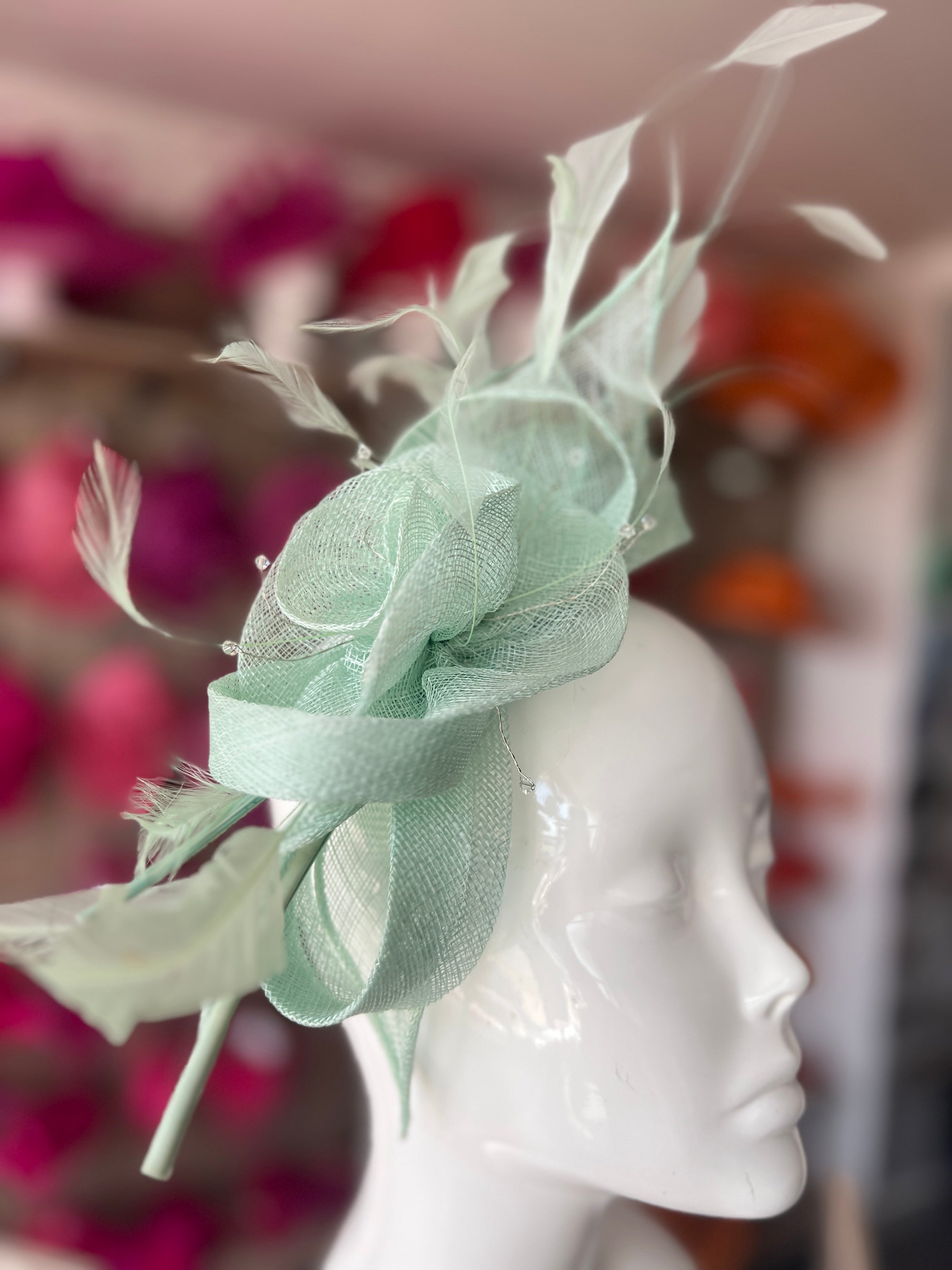 Large Aqua Fascinator with Quills & Crystal Stamens-Fascinators Direct