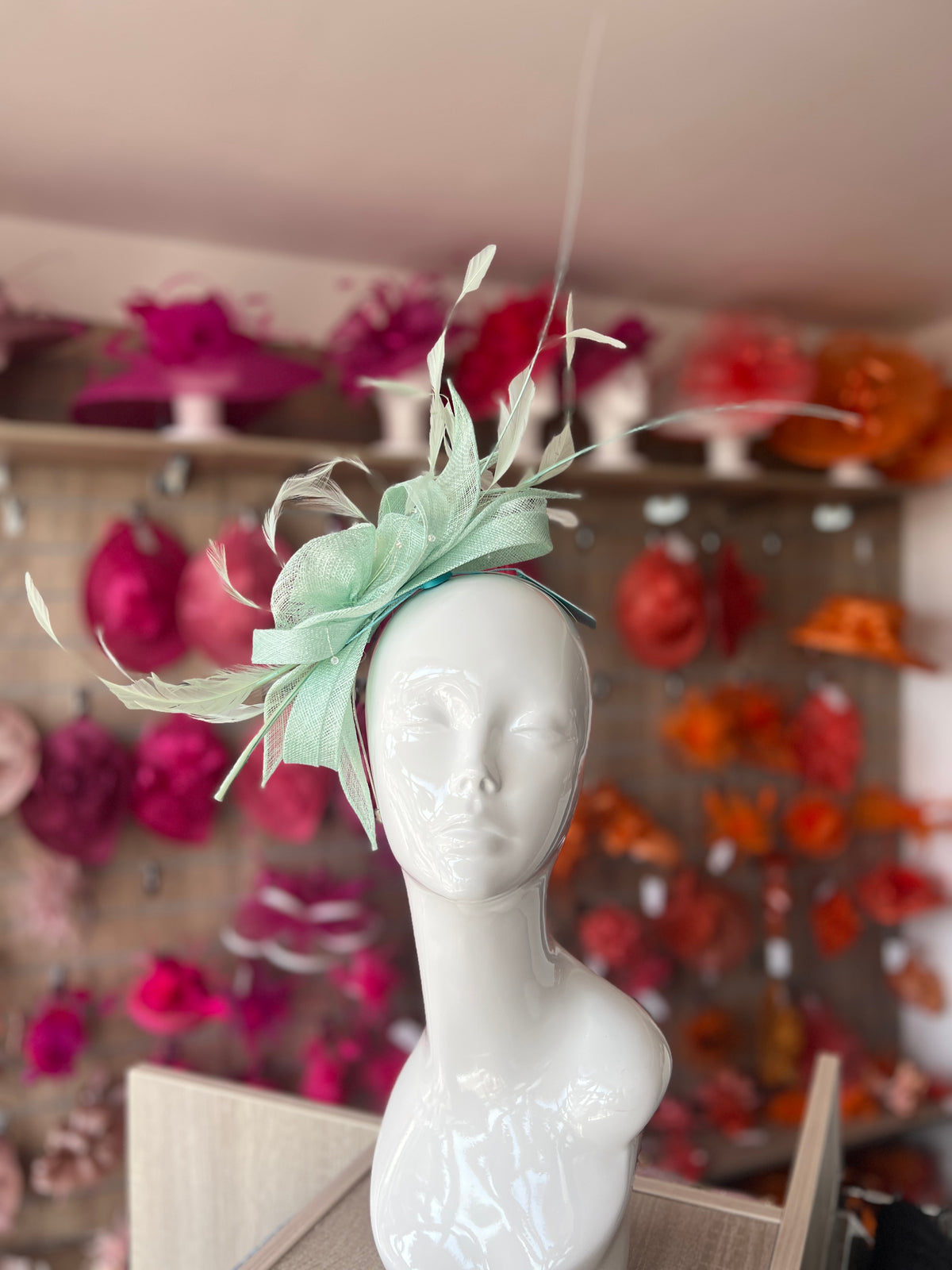 Large Aqua Fascinator with Quills &amp; Crystal Stamens-Fascinators Direct
