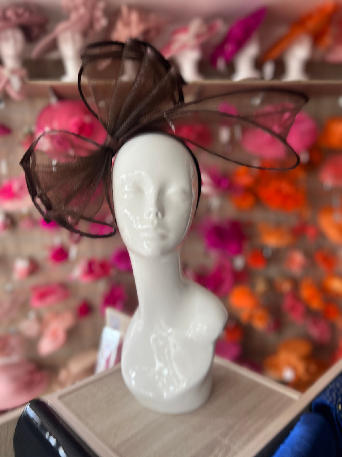 Large Crinoline Brown Bow Fascinator-Fascinators Direct