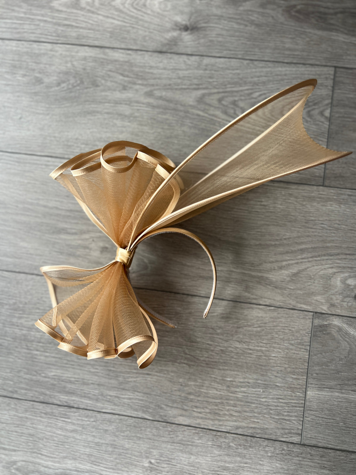 Large Crinoline Gold Bow Fascinator-Fascinators Direct
