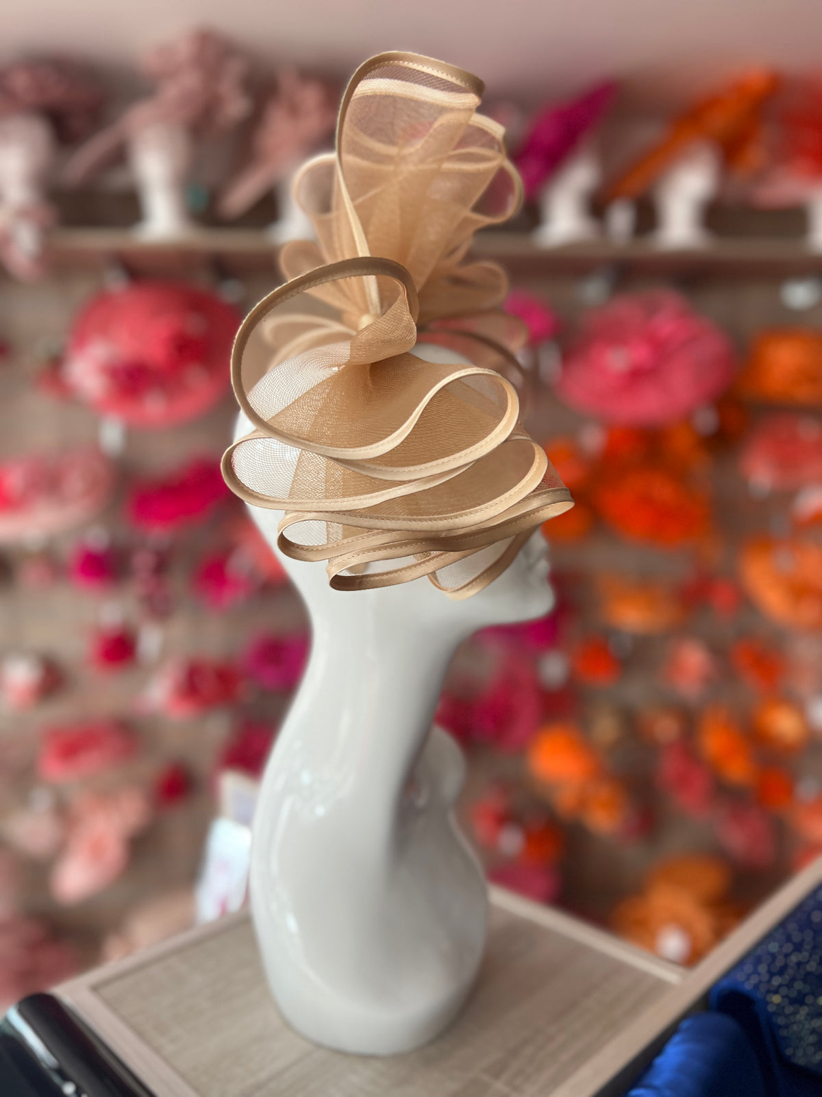 Large Crinoline Gold Bow Fascinator-Fascinators Direct