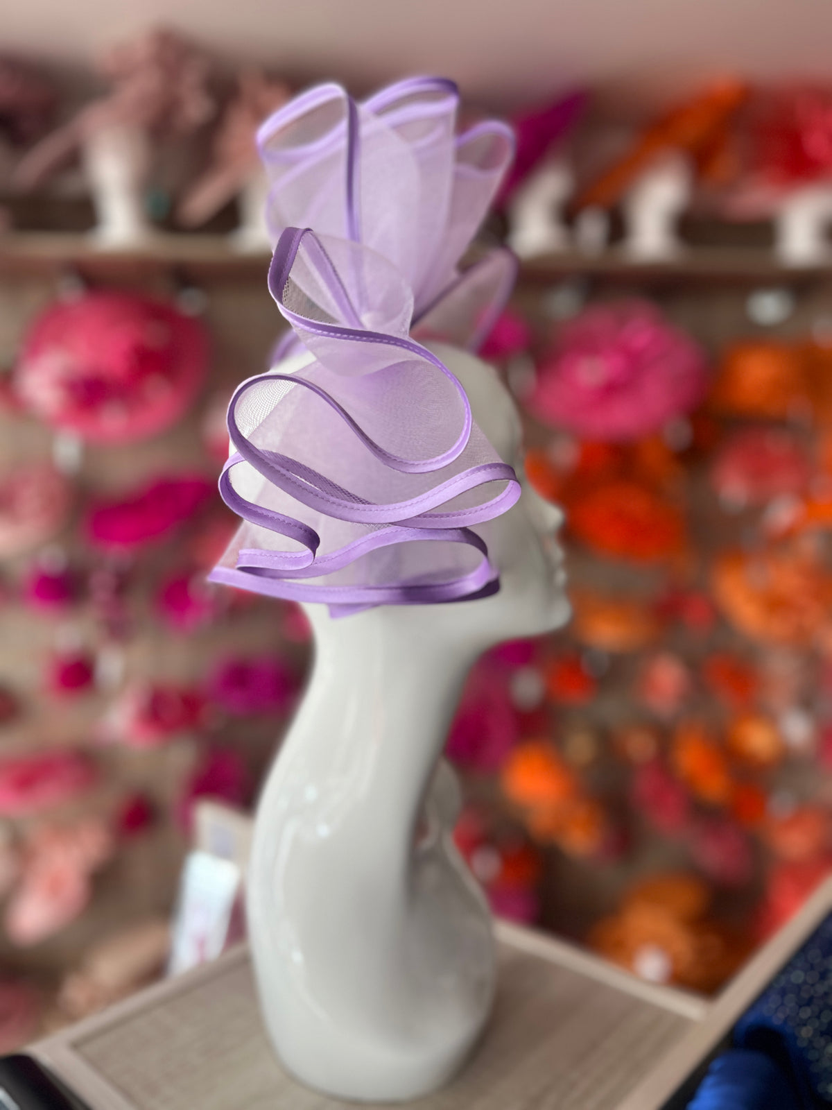 Large Crinoline Lilac Bow Fascinator-Fascinators Direct