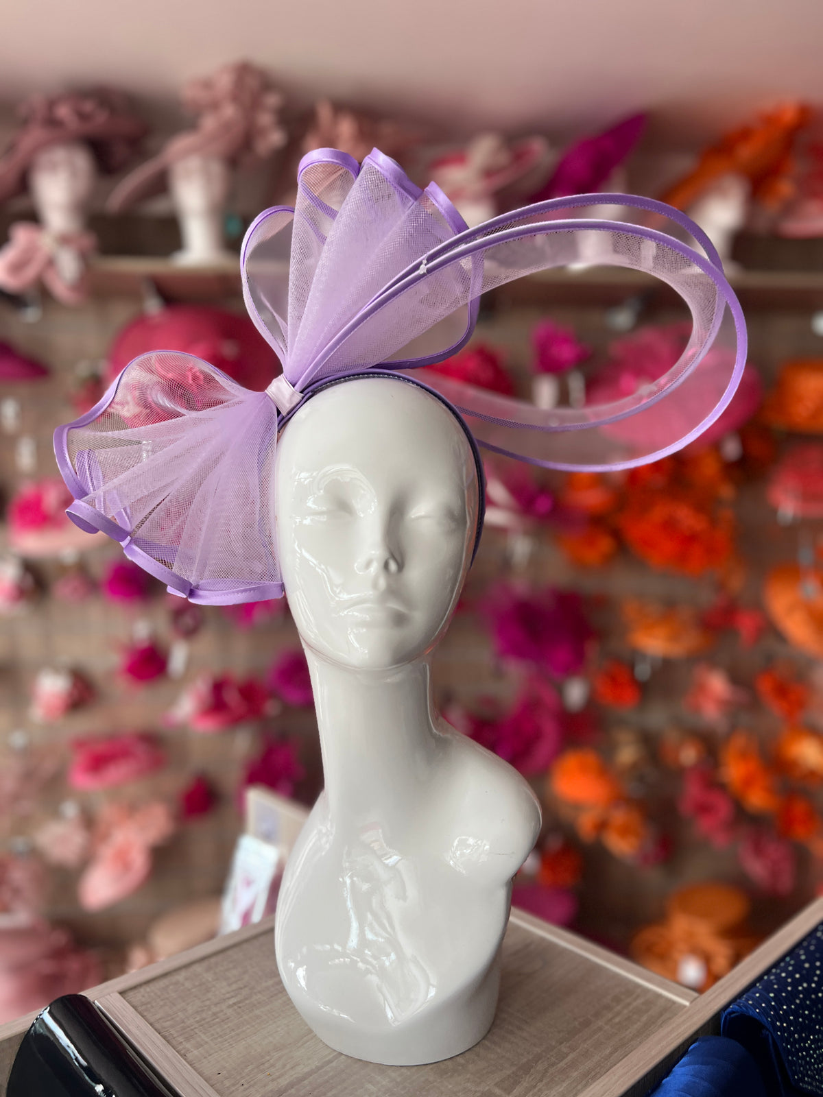 Large Crinoline Lilac Bow Fascinator-Fascinators Direct