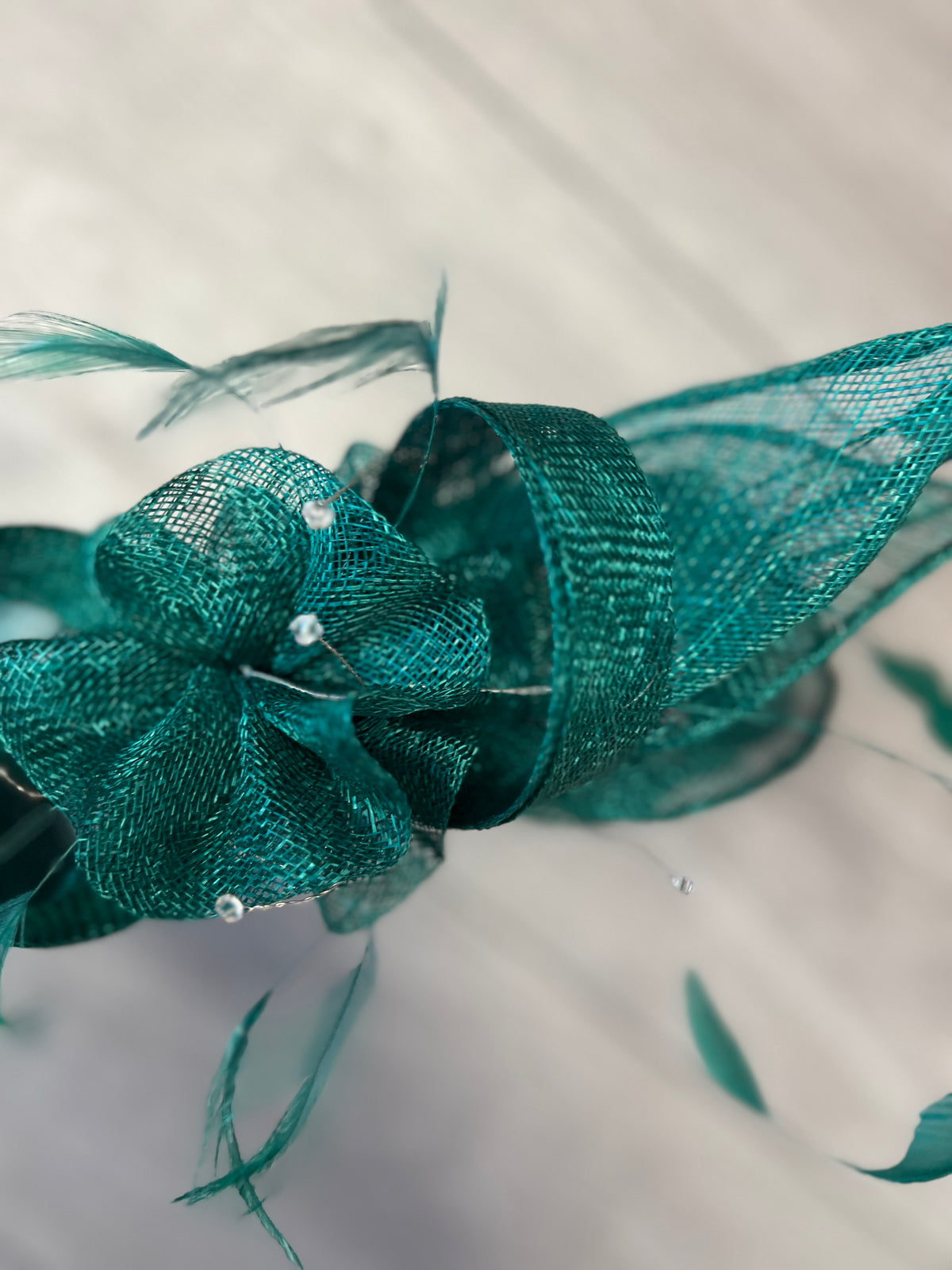 Large Emerald Green Fascinator with Quills &amp; Crystal Stamens-Fascinators Direct