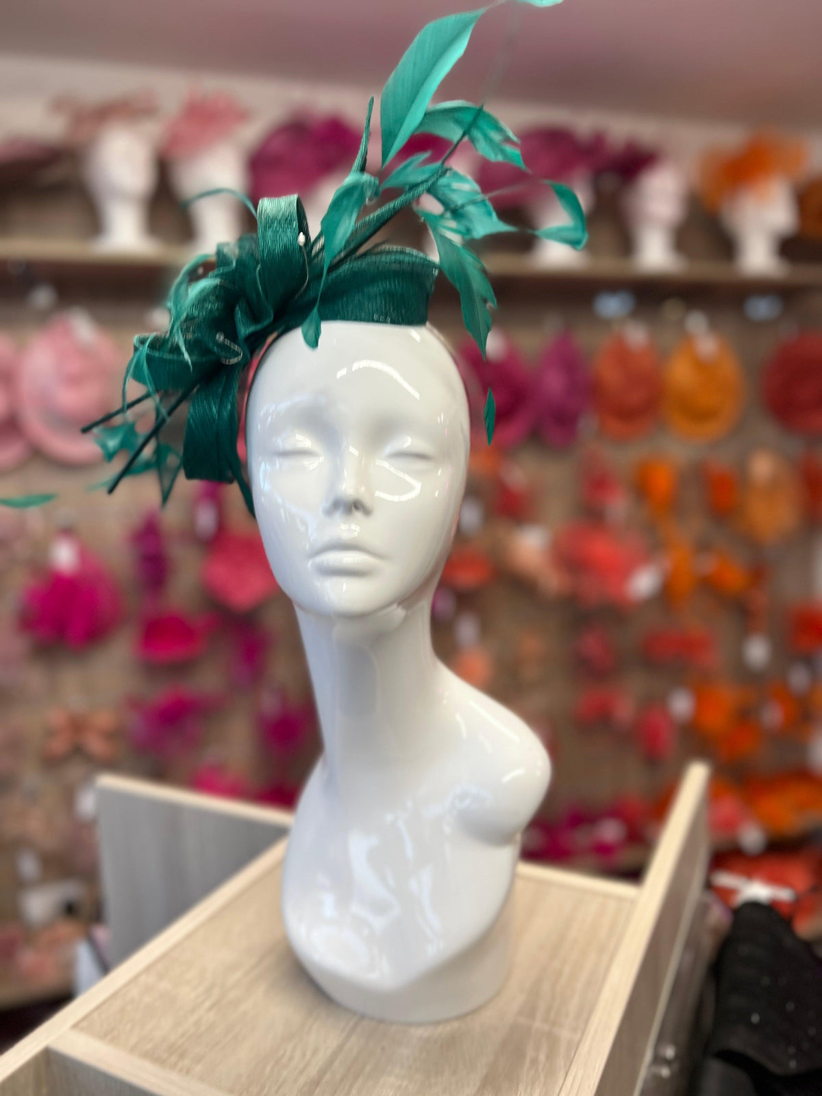 Large Emerald Green Fascinator with Quills &amp; Crystal Stamens-Fascinators Direct