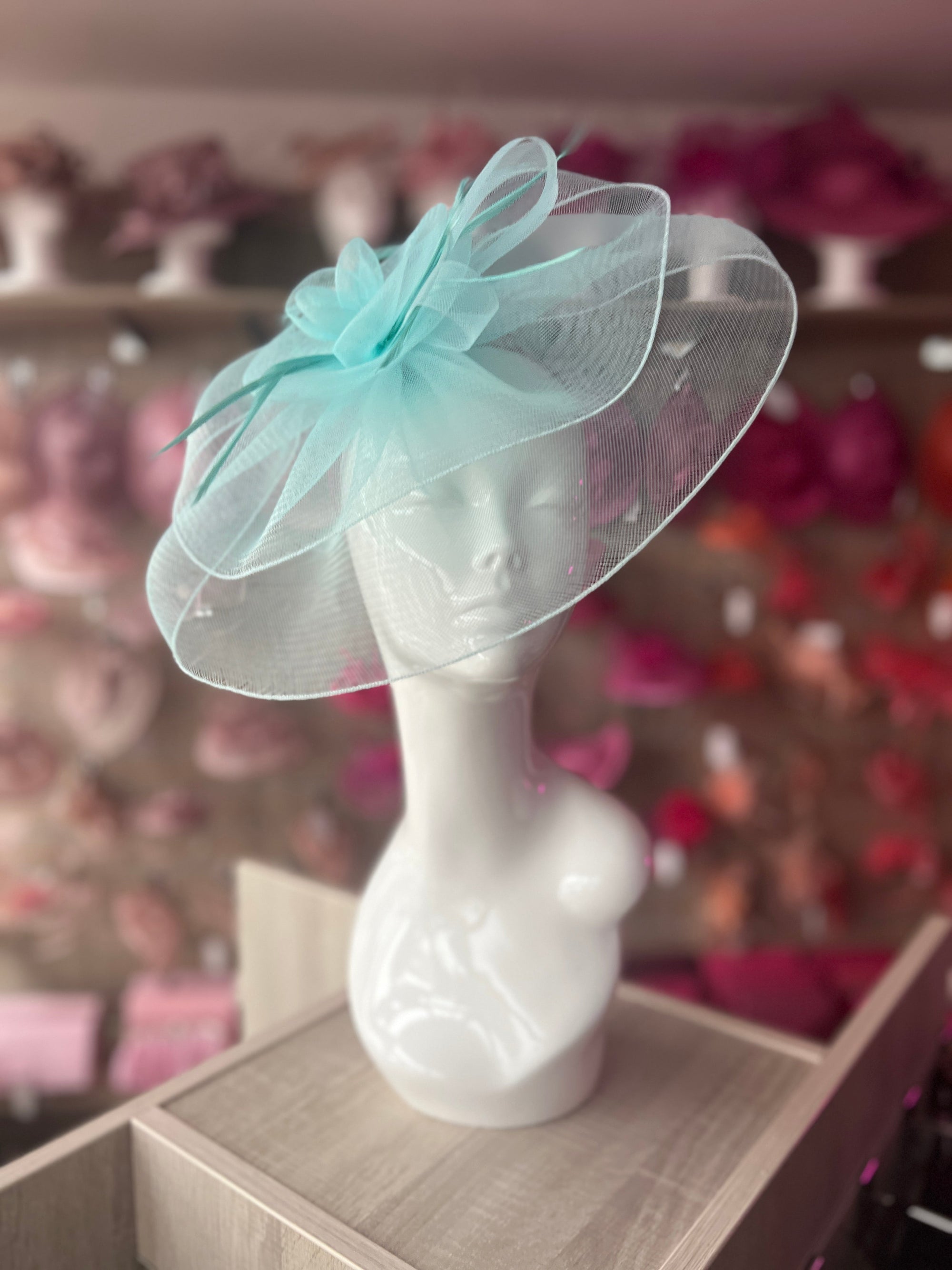 Large Floaty Two-Layer Fascinator-Aque Blue-Fascinators Direct