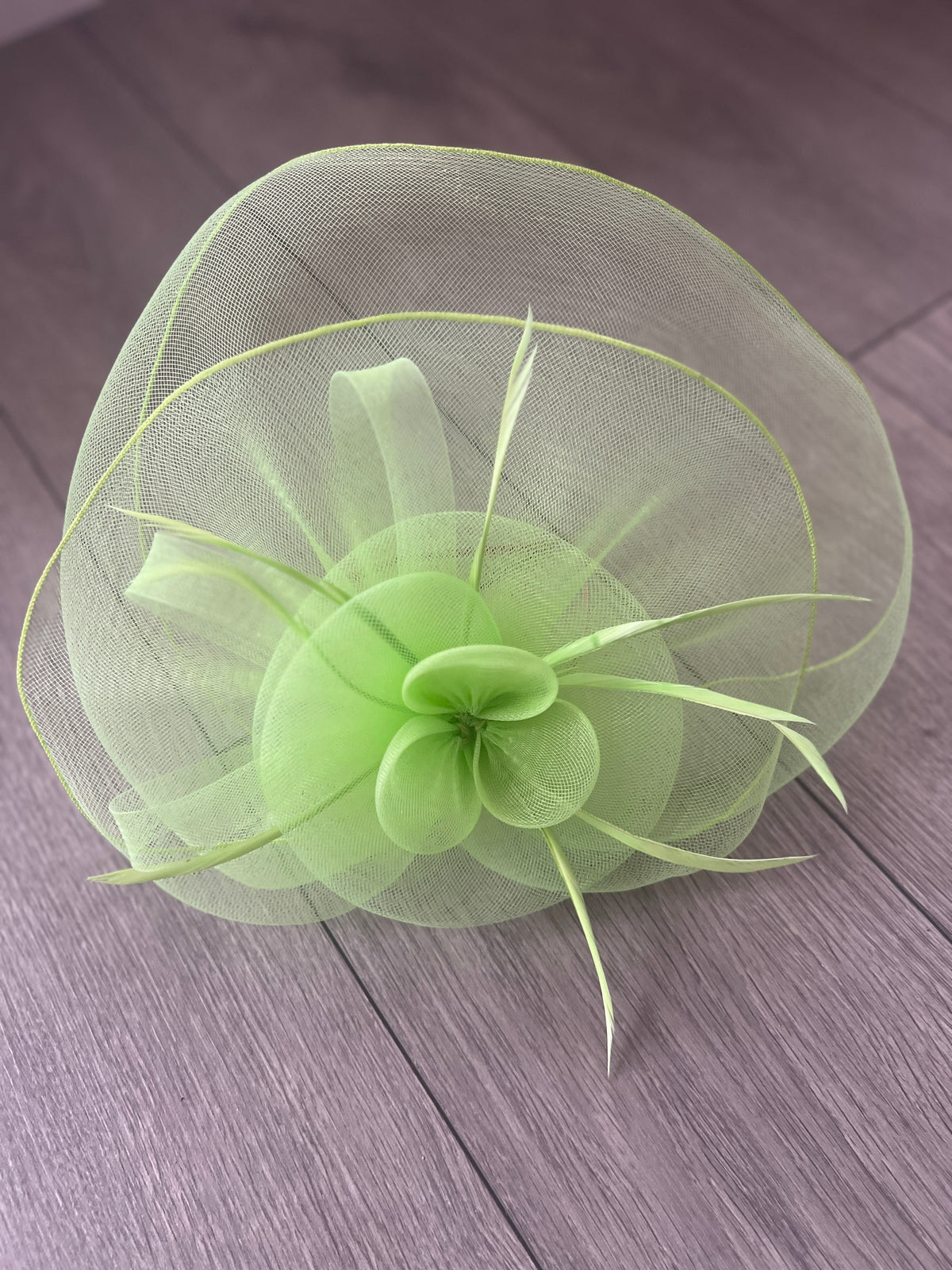 Large Floaty Two-Layer Fascinator-Bright Green-Fascinators Direct