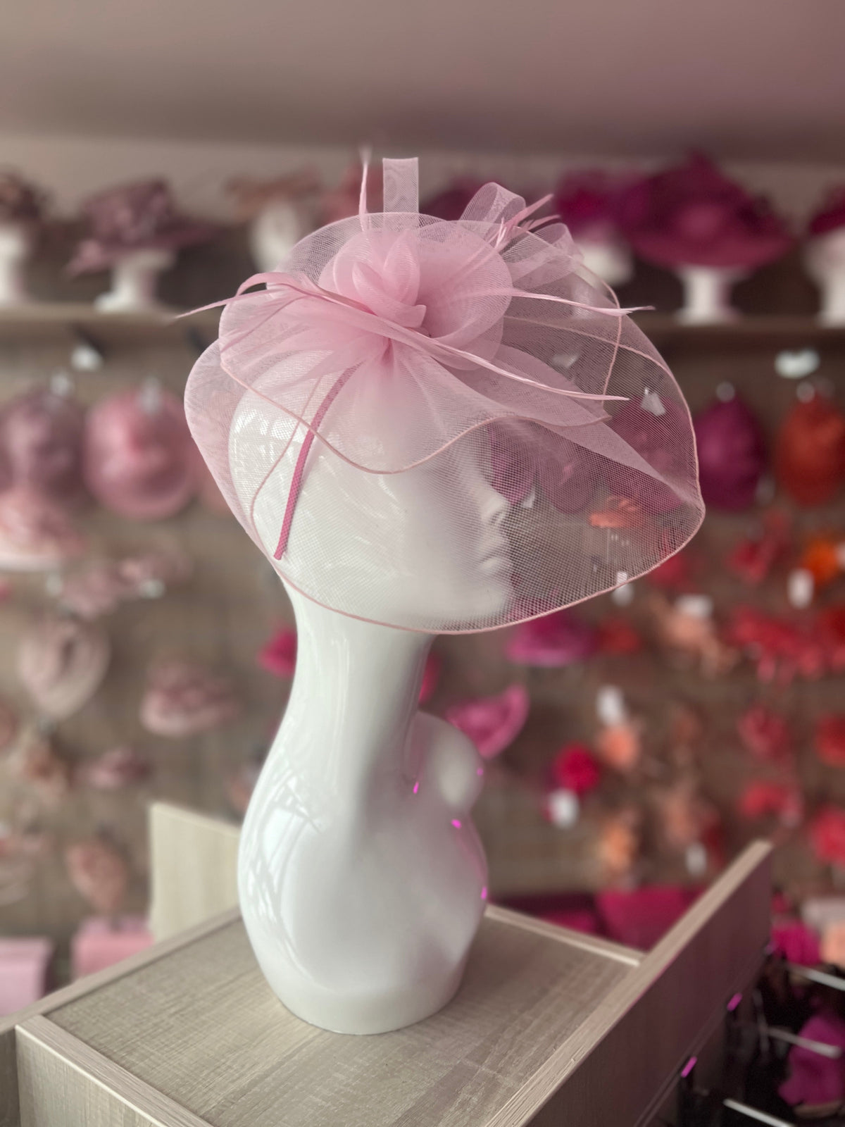 Large Floaty Two-Layer Fascinator-Pale Pink-Fascinators Direct