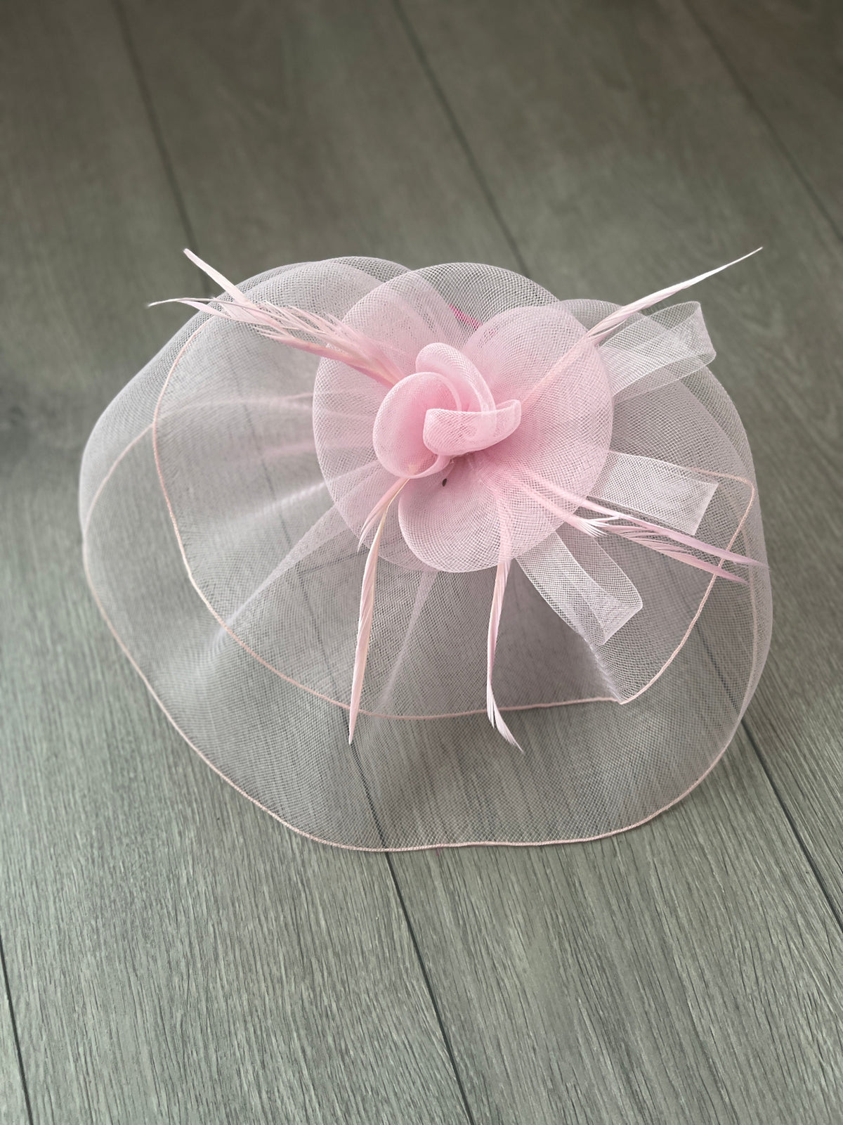Large Floaty Two-Layer Fascinator-Pale Pink-Fascinators Direct
