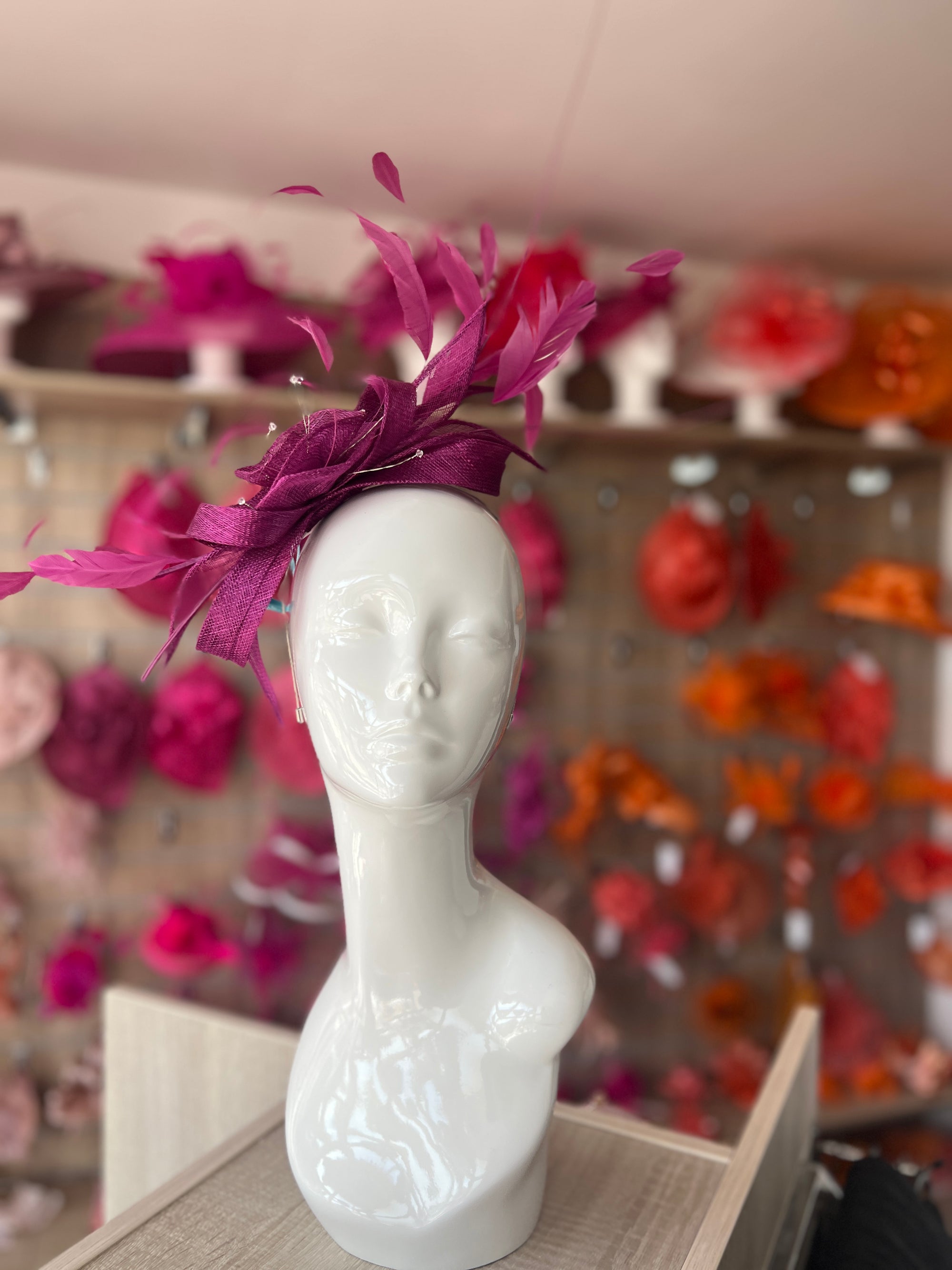 Large Grape Fascinator with Quills & Crystal Stamens-Fascinators Direct