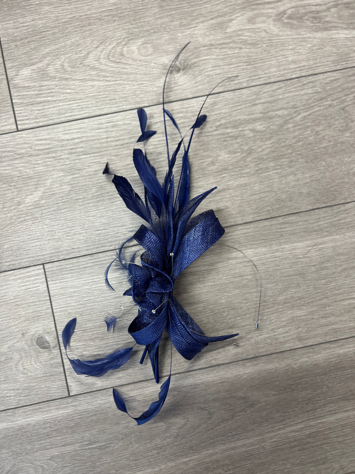 Large Indigo Fascinator with Quills &amp; Crystal Stamens-Fascinators Direct