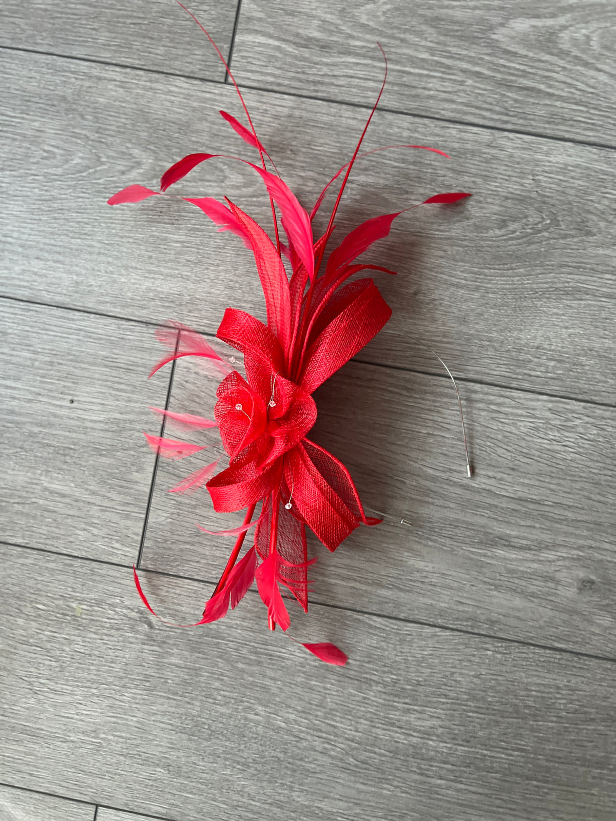 Large Poppy Fascinator with Quills &amp; Crystal Stamens-Fascinators Direct