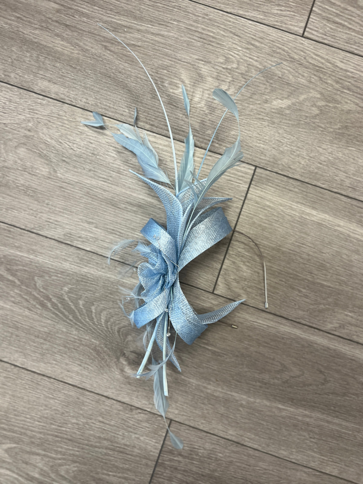 Large Powder Blue Fascinator with Quills &amp; Crystal Stamens-Fascinators Direct