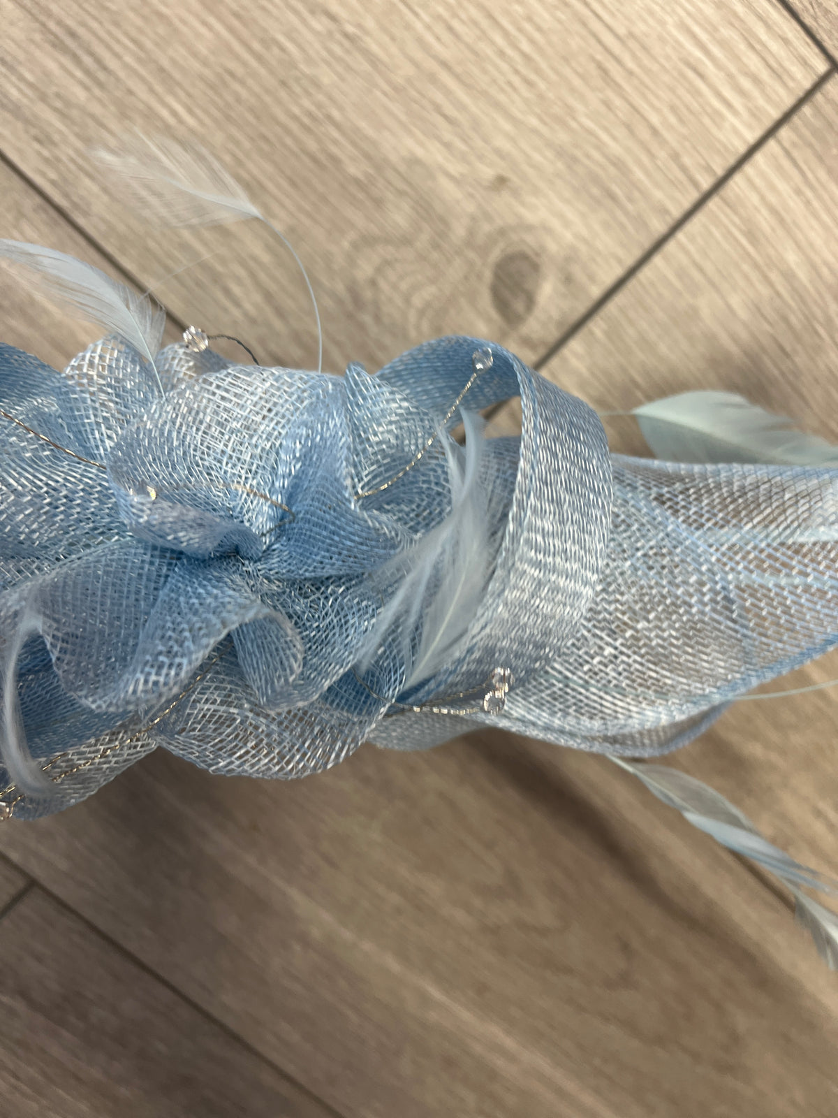Large Powder Blue Fascinator with Quills &amp; Crystal Stamens-Fascinators Direct
