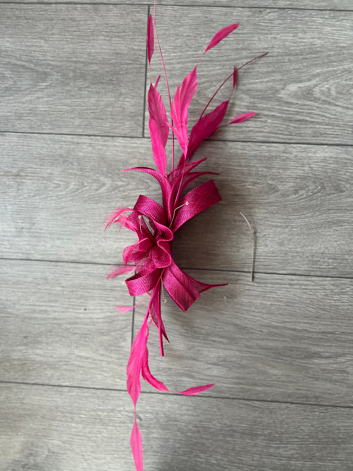 Large Raspberry Fascinator with Quills &amp; Crystal Stamens-Fascinators Direct