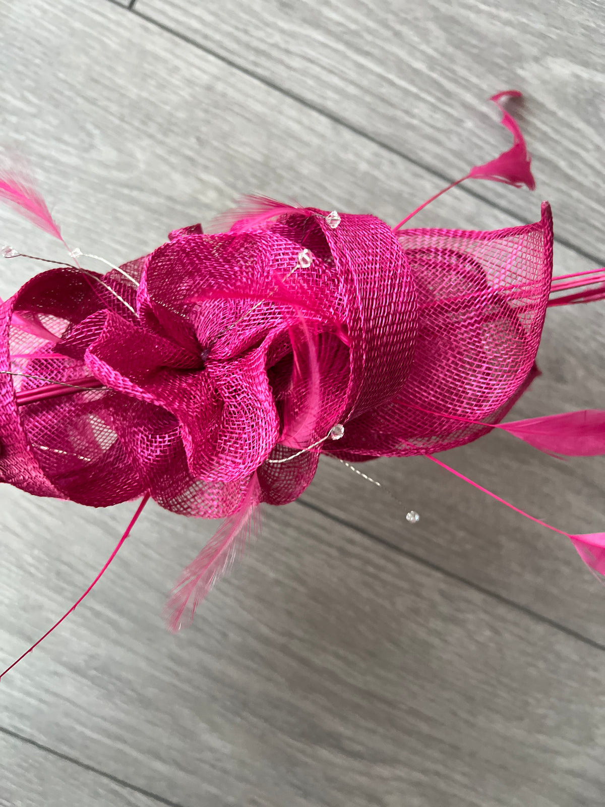 Large Raspberry Fascinator with Quills &amp; Crystal Stamens-Fascinators Direct